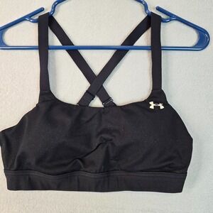Under Armour Sports Bra Womens Medium Black Strappy Back Gym Athletic Y2K